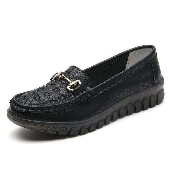 Women's Casual Loafers Slip On Leather Shoes Lightweight Casual Walking Shoes Female Moccasins Classic Penny Loafer Flats Boat Shoes