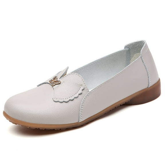 Women's Casual Loafers Slip On Leather Shoes Lightweight Casual Walking Shoes Female Moccasins Classic Penny Loafer Flats Boat Shoes