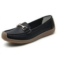 thumbnail image 1 of Women's Casual Loafers Slip On Leather Shoes Lightweight Casual Walking Shoes Female Moccasins Classic Penny Loafer Flats Boat Shoes, 1 of 7