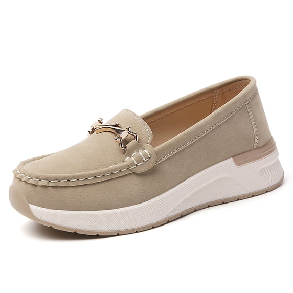 Women's Casual Loafers Slip On Leather Shoes Lightweight Walking Shoes Moccasins Classic Penny Loafer Flatforms Boat Shoes