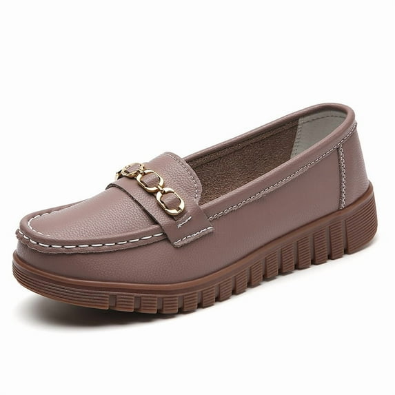 Women's Casual Loafers Slip On Leather Shoes Lightweight Walking Shoes Moccasins Classic Penny Loafer Flats Boat Shoes