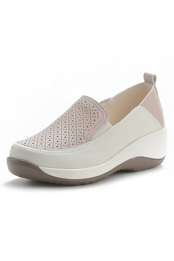Women's Casual Loafers Slip On Leather Wedges Shoes Lightweight Casual Walking Shoes Female Classic Sneakers Flats Boat Shoes