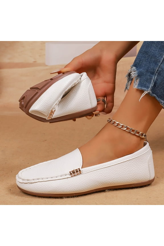 Women's Casual Loafers, Slip on Shoes for Women with Round Toe, Comfortable Flat Shoes for Outdoor Walking and House, Low Heel Everyday Footwear