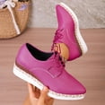 thumbnail image 1 of Women's Casual Loafers, Soft Soled Middle Heels Shoes, Versatile Indoor Outdoor, Adjustable Lace-Up, Comfortable All-Day Wear, Trendy Espadrille Detail, Perfect for Work and Weekend Hot Pink B, 1 of 7