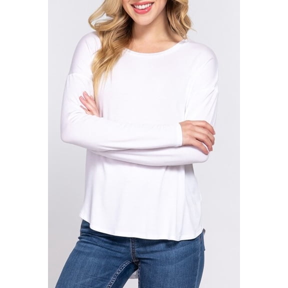 Women's Casual Long Dolman Sleeve Round Neck Tunic Top