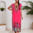 thumbnail image 1 of Women's Casual Long Kaftan Dress Scoop Neck Maxi Caftan Dress (Hot Pink One Size), 1 of 3