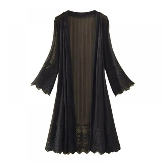 Women's Casual Long Open Front Drape Lightweight Duster High Low Hem Midi Long Sleeve Cardigan