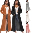 thumbnail image 1 of Women's Casual Long Open Front Drape Lightweight Duster Long Sleeve Cardigan, Long Sleeve Sweater Loose Asymmetrical Hem Outerwear (S-XXL), Yellow, US4/S, 1 of 8