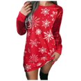 thumbnail image 1 of Women's Casual Long Pullover Christmas Printed Sweatshirt Dress Long Sleeve Round Neck Mini Holiday Sweater Dresses, 1 of 6