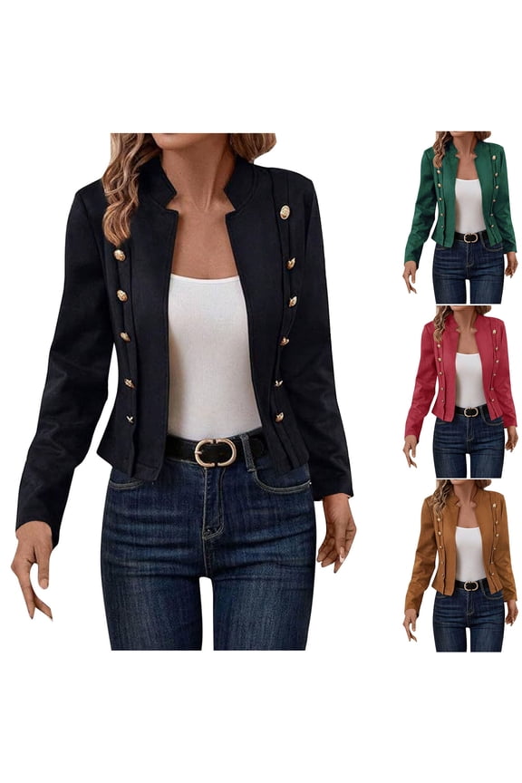 Women's Casual Long Sleeve Button Up Blouse Cardigan Coat Jacket, Loose Fit Solid Color Outerwear for Work Office and Holiday Vacation, Gift for Her | CSEONE,Black L