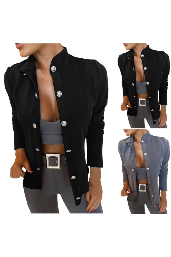 Women's Casual Long Sleeve Button Down Blouse Top Shirt Coat Fashion Essential for Work Office Business Casual Daily Wear Outfits | Aestivo,Black L