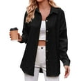 thumbnail image 1 of Women’s Casual Long Sleeve Button Down Corduroy Shirt, Loose Fit Lapel Collar Blouse Top for Spring Fall Outfits, 1 of 5