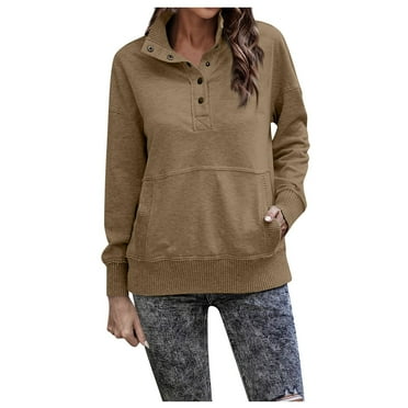 Women's Casual Long Sleeve Button Down Pullover Sweatshirt Soft and Comfortable Fleece Tops for Fall and Winter