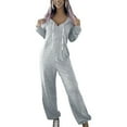 thumbnail image 1 of Women's Casual Long Sleeve Hooded Jumpsuits 1Piece Outfit Romper With Pockets Cozy Days Jumpsuit, 1 of 1