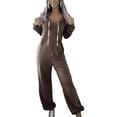 thumbnail image 1 of Women's Casual Long Sleeve Hooded Jumpsuits 1Piece Outfit Romper With Pockets Cozy Days Jumpsuit, 1 of 1