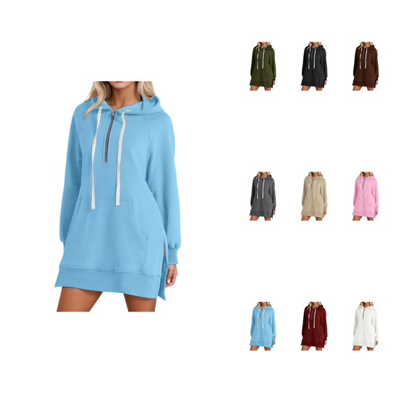 Women's Casual Long Sleeve Hooded Sweatshirt – Solid Color Loose Fit Lightweight Pullover with Pocket for Everyday Fall Winter Wear 2025