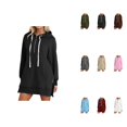 thumbnail image 1 of Women's Casual Long Sleeve Hooded Sweatshirt – Solid Color Loose Fit Lightweight Pullover with Pocket for Everyday Fall Winter Wear 2025, 1 of 5