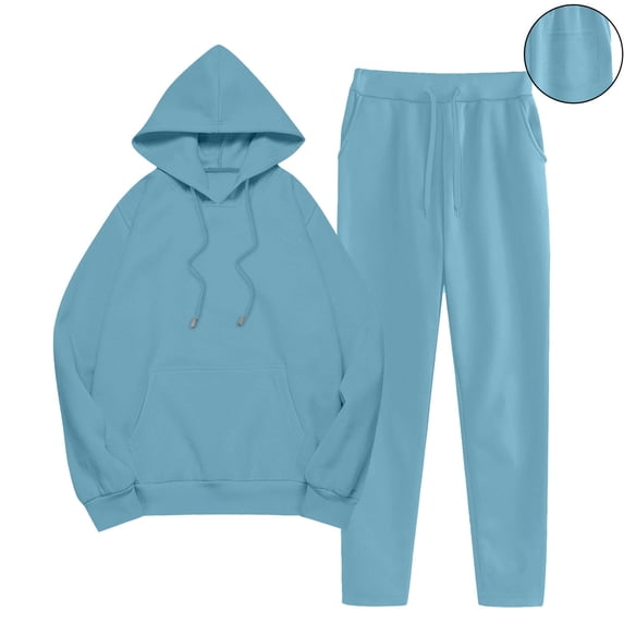 Women's Casual Long Sleeve Hooded Sweatshirt and Pants Set with Pockets Soft Comfortable Four Season Athletic Wear