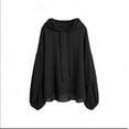 thumbnail image 1 of Women's Casual Long Sleeve Hoodie Sweatshirts S Solid Color Loose Fit Soft Fleece Streetwear Loungewear Travel Fashion Essential Gift for Women | CSEONE,Black L, 1 of 7
