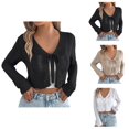 thumbnail image 1 of Women's Casual Long Sleeve Knit Cardigan Open Front Lace Up Boho Cover Up Lightweight Comfortable Loungewear For Daily Wear Vacation Outfits Cardigan Sweaters for Women, 1 of 2