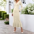 thumbnail image 1 of Women's Casual Long Sleeve Knit Dress Elegant Bodycon Vacation Maxi Dress Slim Fit Winter Fall Outfit Rose Outfits Ruffle Dress Casual Dress Dress Women Vintage Dress Women Maxi Dresses Summer Long, 1 of 6