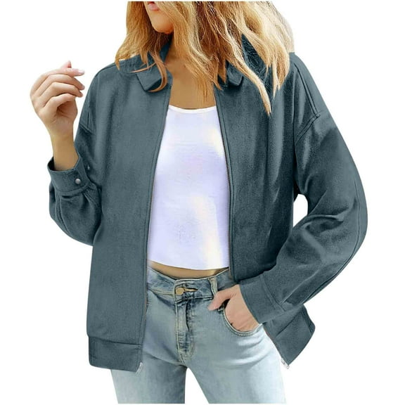 Women's Casual Long Sleeve Lapel Coat Jacket Turn-Down Collar Outfits Coat Winter Clothes