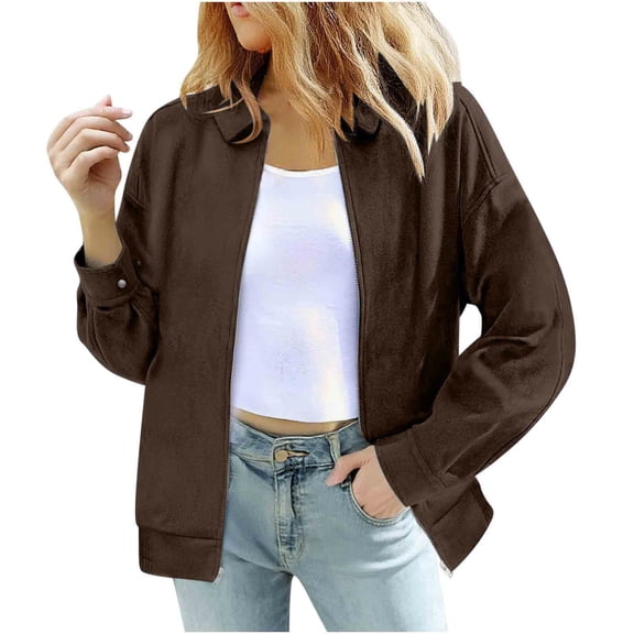 Women's Casual Long Sleeve Lapel Coat Jacket Turn-Down Collar Outfits Coat Winter Clothes