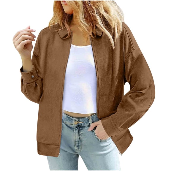 Women's Casual Long Sleeve Lapel Coat Jacket Turn-Down Collar Outfits Coat Winter Clothes