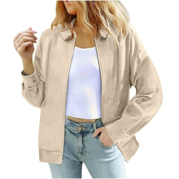 Women's Casual Long Sleeve Lapel Coat Jacket Turn-Down Collar Outfits Coat Winter Clothes