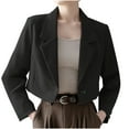 thumbnail image 1 of Women's Casual Long Sleeve Lapel Oversized Button Work Office Blazer Notched Collar Suit Jacket, 1 of 7