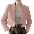 thumbnail image 1 of Women's Casual Long Sleeve Lapel Oversized Button Work Office Blazer Notched Collar Suit Jacket, 1 of 7