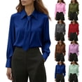 thumbnail image 1 of Women's Casual Long Sleeve Lapel Shirt Blouse Tops Crewneck Button Down Loose Fit Solid Color Soft Business Office Work Travel Outfit Fashion Essential Gift | Sopatenor,Army Green XL, 1 of 9