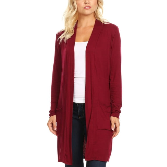 Women's Casual Long Sleeve Open Cardigan with Side Pockets