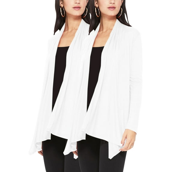 Women's Pack of 2 – Casual Long Sleeve Open Front Draped Cardigans
