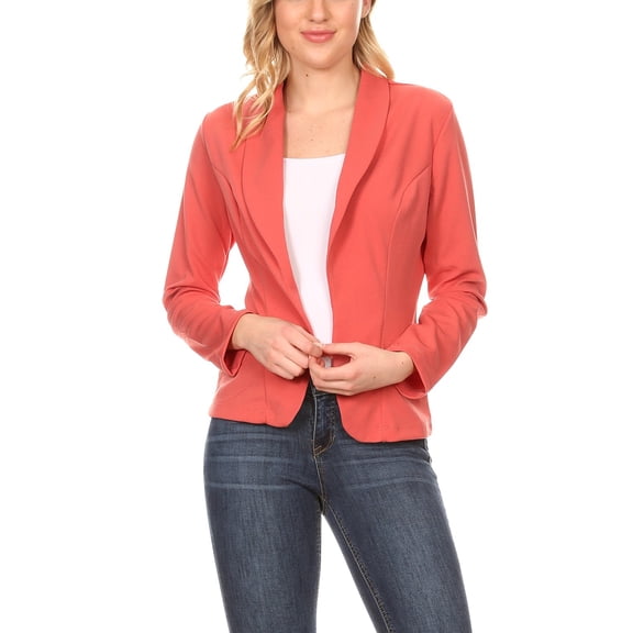 Women's Casual Long Sleeve Open Front Fitted Blazer Jacket Lightweight Office Style