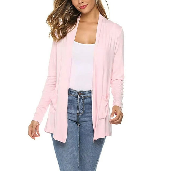 Women's Casual Long Sleeve Open Front Lightweight Cardigans with Pockets Solid Color Soft Fall Outerwear for Women Womens Clothes