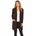 thumbnail image 1 of Women's Casual Long Sleeve Open Front Solid Cardigan with Side Pockets Brown XL, 1 of 5