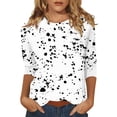 thumbnail image 1 of Women's Casual Long Sleeve Paint Splatter Print Shirt Comfortable and Stylish Crew Neck Top, 1 of 5