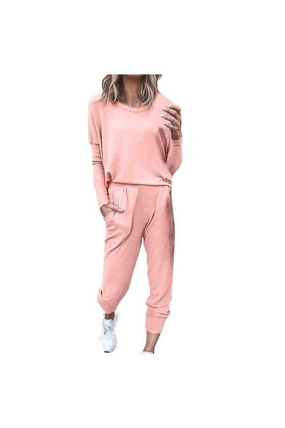 Women's Casual Long Sleeve Pajama Set - Polyester Soft Home Suit with Elastic Fit, True to Size, Machine Washable - M-XXXL