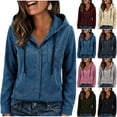 thumbnail image 1 of Women's Casual Long Sleeve Plaid Hooded Sweatshirt Coat Top Zipper Jacket with Pockets for Streetwear Loungewear Travel Fashion Essential Gift for Women | CSEONE,Pink L, 1 of 8