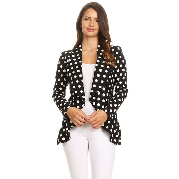 Women's Casual Long Sleeve Polka Dot Open Blazer Jacket
