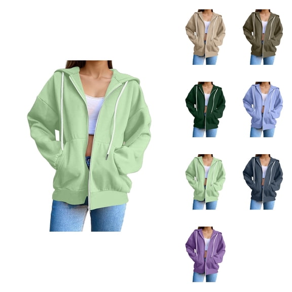 Women's Casual Long Sleeve Pullover Hoodie, Lightweight Oversized Sweatshirt with Zip-Up Design, Fashion Top for Fall Winter Everyday Wear