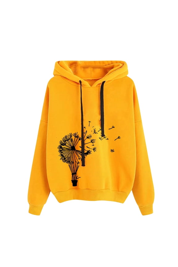 Women's Casual Long Sleeve Pullover Hoodie Sweatshirt Print Drawstring Lightweight Hoodies Tops for Teen Girls