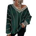 Women's Casual Long Sleeve Pullover Sweaters V Neck Oversized Ribbed