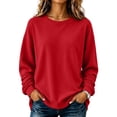 thumbnail image 1 of Women's Casual Long Sleeve Pullover Sweatshirt Solid Color Crew Neck Loose Fit Basic Oversized Hoodie Fall Winter Clothes Fleece Lined Cozy Comfortable Top, 1 of 7