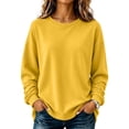 thumbnail image 1 of Women's Casual Long Sleeve Pullover Sweatshirt Solid Color Crew Neck Loose Fit Basic Oversized Hoodie Fall Winter Clothes Fleece Lined Cozy Comfortable Top, 1 of 7