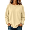 thumbnail image 1 of Women's Casual Long Sleeve Pullover Sweatshirt Solid Color Crew Neck Loose Fit Basic Oversized Hoodie Fall Winter Clothes Fleece Lined Cozy Comfortable Top, 1 of 7
