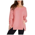 thumbnail image 1 of Women's Casual Long Sleeve Pullover Sweatshirt Solid Color Loose Fit Round Neck Top for Everyday Wear Comfortable Soft Fabric, 1 of 2