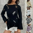thumbnail image 1 of Women's Casual Long Sleeve Round Neck Solid Color Top Shirt Blouse Crewneck Loose Fit Soft Comfortable for Daily Wear Work Office Vacation Fashion Essential Gift for Women, 1 of 7