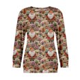 thumbnail image 1 of Women's Casual Long Sleeve Round Neck Sweatshirt Fit Pleated Top with Christmas Print for Fashionable Holiday Outfits and Comfortable Wear,Vermilion,S, 1 of 6